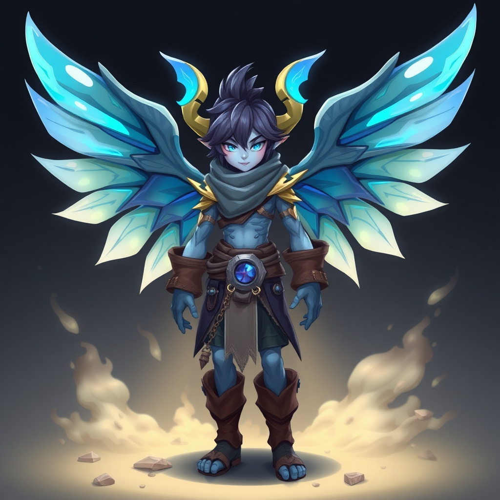 Soul Land style character with blue spirit wings